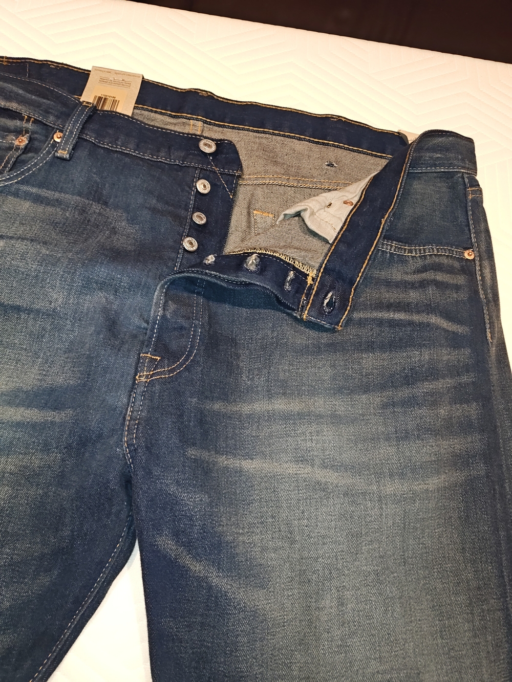 Levi's 501 Men's Straight Jeans - Dark Blue Washed Denim 44x32